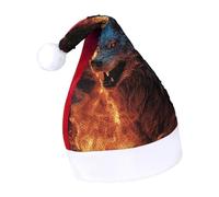 Rrtsmsgh Glitter Sequin Christmas Hat Funny Soft Xmas Cap Adult, Wolf Surrounded by Fire Santa Hat for New Year Party