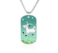 Rrtsmsgh Goat Frolic Necklace Titanium Steel Rectangle Pendants, Chain Necklace Jewelry Gift for Men Women