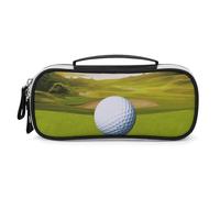 Rrtsmsgh Golf Sport Pencil Case Large Capacity, Small PU Leather Makeup Bag with Zipper & Handle, Portable Pencil Pouch for Office, Cosmetic Storage