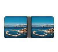 Rrtsmsgh Greek Island Sea View Wallet for Men & Women Ultra Slim PU Leather Bifold Wallet, Credit Card Holder for Travel