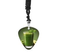 Rrtsmsgh Green Fruit Juice Guitar Pick Necklace for Men & Women, Titanium Steel Guitar Plectrum Pendant, Music Lover Gift for Guitarists, Musicians, Rock Fans