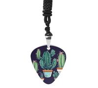 Rrtsmsgh Green Succulent Plant Guitar Pick Necklace for Men & Women, Titanium Steel Guitar Plectrum Pendant, Music Lover Gift for Guitarists, Musicians, Rock Fans