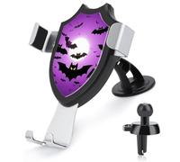 Rrtsmsgh Halloween Flying Purple Bats Car Phone Holder, Universal Adjustable Auto Phone Holder - Strong Suction Cup, Air Vent Cellphone Stand Car Mount for 4-6 Inch Phones