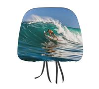 Rrtsmsgh Hawaiian Surfer on Wavy Car Headrest Covers Universal 11 X 10.6 Inch - Soft Elastic Head Rest Cover, 2 Pack Car Headrest Protector for Women Men