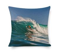 Rrtsmsgh Hawaiian Surfer on Wavy Pillow Cover, Double Sided Cotton Linen Pillow Covers - Hidden Zipper Closure, Breathable Throw Pillowcase for Sofa, Bed, Couch Decor, 18"x18"