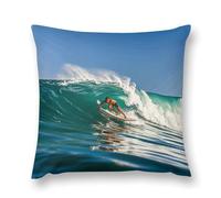 Rrtsmsgh Hawaiian Surfer on Wavy Pillow Covers, Square Throw Pillow Case with Hidden Zipper, Soft Double-Sided Decorative Pillowcases for Couch Sofa Bedroom Car, 26 "x26