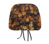 Rrtsmsgh Heaps of Orange Monarch Butterflies Car Headrest Covers Universal 11 X 10.6 Inch - Soft Elastic Head Rest Cover, 2 Pack Car Headrest Protector for Women Men