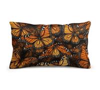 Rrtsmsgh Heaps of Orange Monarch Butterflies Pillow Cover, Rectangle Throw Pillowcase with Hidden Zipper, Soft Plush Pillow Case for Sofa Bed, Living Room Decor, 8"x12"