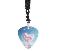 Rrtsmsgh Heart Shaped Cloud Guitar Pick Necklace for Men & Women, Titanium Steel Guitar Plectrum Pendant, Music Lover Gift for Guitarists, Musicians, Rock Fans