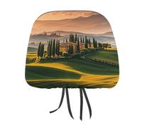 Rrtsmsgh Italy Tuscan Car Headrest Covers Universal 11 X 10.6 Inch - Soft Elastic Head Rest Cover, 2 Pack Car Headrest Protector for Women Men