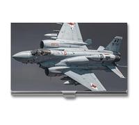 Rrtsmsgh Jet Fighter Business Card Holder, Ultra Slim Aluminum Business Card Case, Portable Sleek Metal Wallet for Men & Women