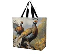 Rrtsmsgh Large Tote Bag for Women - Reusable Grocery Bags Heavy Duty Polyester Tote with Sturdy Handles, Large Capacity Pheasants Animals Travel Bag Fashion Shoulder Bags for Gym Travel Work