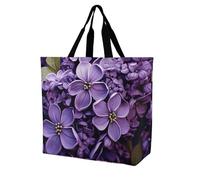Rrtsmsgh Large Tote Bag for Women - Reusable Grocery Bags Heavy Duty Polyester Tote with Sturdy Handles, Large Capacity Purple Floral Travel Bag Fashion Shoulder Bags for Gym Travel Work