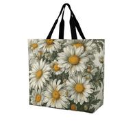 Rrtsmsgh Large Tote Bag for Women - Reusable Grocery Bags Heavy Duty Polyester Tote with Sturdy Handles, Large Capacity Watercolor Daisy Travel Bag Fashion Shoulder Bags for Gym Travel Work