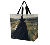 Rrtsmsgh Large Tote Bag for Women - Reusable Grocery Bags Heavy Duty Polyester Tote with Sturdy Handles, Large Capacity The Witch of Darkness Travel Bag Fashion Shoulder Bags for Gym Travel Work
