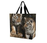 Rrtsmsgh Large Tote Bag for Women - Reusable Grocery Bags Heavy Duty Polyester Tote with Sturdy Handles, Large Capacity Siberian Tiger Travel Bag Fashion Shoulder Bags for Gym Travel Work
