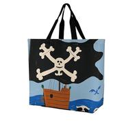 Rrtsmsgh Large Tote Bag for Women - Reusable Grocery Bags Heavy Duty Polyester Tote with Sturdy Handles, Large Capacity Pirate Flag Travel Bag Fashion Shoulder Bags for Gym Travel Work