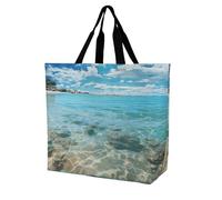 Rrtsmsgh Large Tote Bag for Women - Reusable Grocery Bags Heavy Duty Polyester Tote with Sturdy Handles, Large Capacity Scenic Sea Water Travel Bag Fashion Shoulder Bags for Gym Travel Work