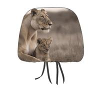 Rrtsmsgh Lioness with Cub Car Headrest Covers Universal 11 X 10.6 Inch - Soft Elastic Head Rest Cover, 2 Pack Car Headrest Protector for Women Men