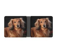 Rrtsmsgh Long Haired Dachshund Wallet for Men & Women Ultra Slim PU Leather Bifold Wallet, Credit Card Holder for Travel