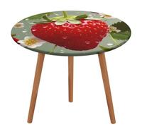 Rrtsmsgh Lovely Strawberry Tablecloth, Round Fitted Tablecloth with Elastic Edge, Waterproof Table Cover for Kitchen, Restaurant, Party, Patio, 100cm