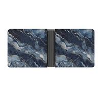 Rrtsmsgh Marble Navy Blue Mixed Wallet for Men & Women Ultra Slim PU Leather Bifold Wallet, Credit Card Holder for Travel