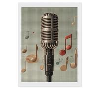 Rrtsmsgh Microphone with Music Note Diamond Painting for Adults, Vertical Square 5D Diamond Painting Kit, DIY Full Drill Crafts Kits for Home Wall Decor, 12"x16"