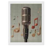 Rrtsmsgh Microphone with Music Note Diamond Painting for Adults, Vertical Square 5D Diamond Painting Kit, DIY Full Drill Crafts Kits for Home Wall Decor, 16"x20"