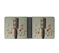 Rrtsmsgh Microphone with Music Note Wallet for Men & Women Ultra Slim PU Leather Bifold Wallet, Credit Card Holder for Travel