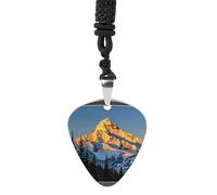 Rrtsmsgh Mountain Pine Tree Print Guitar Pick Necklace for Men & Women, Titanium Steel Guitar Plectrum Pendant, Music Lover Gift for Guitarists, Musicians, Rock Fans