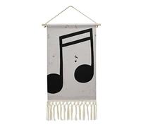 Rrtsmsgh Music Note Print Hanging Poster, Vertical Cotton Linen Wall Art with Tassel, Wall Artwork Vintage Tapestry for Living Room, Bedroom, 10 X 19.6 Inch