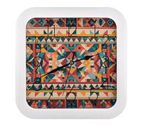 Rrtsmsgh Native Patterns Wall Clock, 10.2 Inch Square Modern Wall Clock - Battery Operated, Silent Non-Ticking Clocks for Living Room, Bedroom, Office Decor