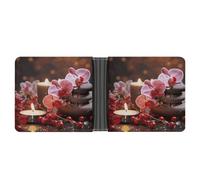 Rrtsmsgh Orchid Stone Red Candles Wallet for Men & Women Ultra Slim PU Leather Bifold Wallet, Credit Card Holder for Travel