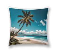 Rrtsmsgh Palm Tree Hawaii Beach Pillow Covers, Square Throw Pillow Case with Hidden Zipper, Soft Double-Sided Decorative Pillowcases for Couch Sofa Bedroom Car, 16 "x16