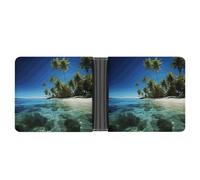 Rrtsmsgh Palm Trees And Clear Sea Wallet for Men & Women Ultra Slim PU Leather Bifold Wallet, Credit Card Holder for Travel