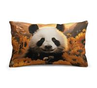 Rrtsmsgh Panda and Sunflower Pillow Cover, Rectangle Throw Pillowcase with Hidden Zipper, Soft Plush Pillow Case for Sofa Bed, Living Room Decor, 8"x12"