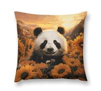 Rrtsmsgh Panda and Sunflower Pillow Covers, Square Throw Pillow Case with Hidden Zipper, Soft Double-Sided Decorative Pillowcases for Couch Sofa Bedroom Car, 26 "x26