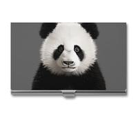 Rrtsmsgh Panda Bear Head Business Card Holder, Ultra Slim Aluminum Business Card Case, Portable Sleek Metal Wallet for Men & Women