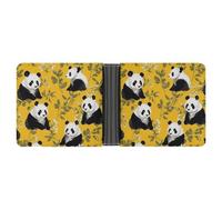 Rrtsmsgh Panda on Yellow Background Wallet for Men & Women Ultra Slim PU Leather Bifold Wallet, Credit Card Holder for Travel