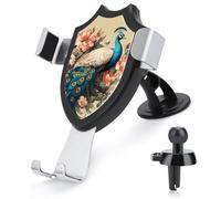Rrtsmsgh Peacock and Flowers Car Phone Holder, Universal Adjustable Auto Phone Holder - Strong Suction Cup, Air Vent Cellphone Stand Car Mount for 4-6 Inch Phones
