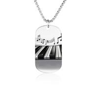 Rrtsmsgh Piano Music Symbol Necklace Titanium Steel Rectangle Pendants, Chain Necklace Jewelry Gift for Men Women