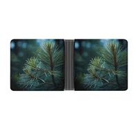 Rrtsmsgh Pine Tree Green Needles Wallet for Men & Women Ultra Slim PU Leather Bifold Wallet, Credit Card Holder for Travel
