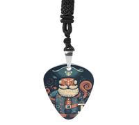 Rrtsmsgh Pirate Characters Guitar Pick Necklace for Men & Women, Titanium Steel Guitar Plectrum Pendant, Music Lover Gift for Guitarists, Musicians, Rock Fans