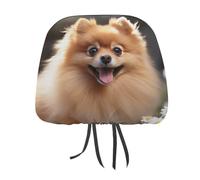 Rrtsmsgh Pomeranian Dog Car Headrest Covers Universal 11 X 10.6 Inch - Soft Elastic Head Rest Cover, 2 Pack Car Headrest Protector for Women Men