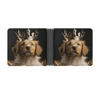 Rrtsmsgh Puppy with A Crown Wallet for Men & Women Ultra Slim PU Leather Bifold Wallet, Credit Card Holder for Travel