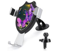 Rrtsmsgh Purple Butterflies Car Phone Holder, Universal Adjustable Auto Phone Holder - Strong Suction Cup, Air Vent Cellphone Stand Car Mount for 4-6 Inch Phones