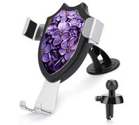 Rrtsmsgh Purple Floral Car Phone Holder, Universal Adjustable Auto Phone Holder - Strong Suction Cup, Air Vent Cellphone Stand Car Mount for 4-6 Inch Phones