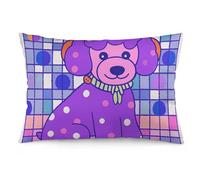 Rrtsmsgh Purple Poodle Polka Dots Pillow Cover, Rectangle Throw Pillowcase with Hidden Zipper, Soft Plush Pillow Case for Sofa Bed, Living Room Decor, 12 "x20