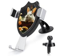 Rrtsmsgh Rabbit and Flower Car Phone Holder, Universal Adjustable Auto Phone Holder - Strong Suction Cup, Air Vent Cellphone Stand Car Mount for 4-6 Inch Phones