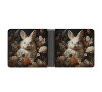 Rrtsmsgh Rabbit And Flowers Wallet for Men & Women Ultra Slim PU Leather Bifold Wallet, Credit Card Holder for Travel